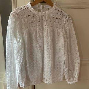Adorable white eyelet J Crew Shirt. Tie Neck. 10
